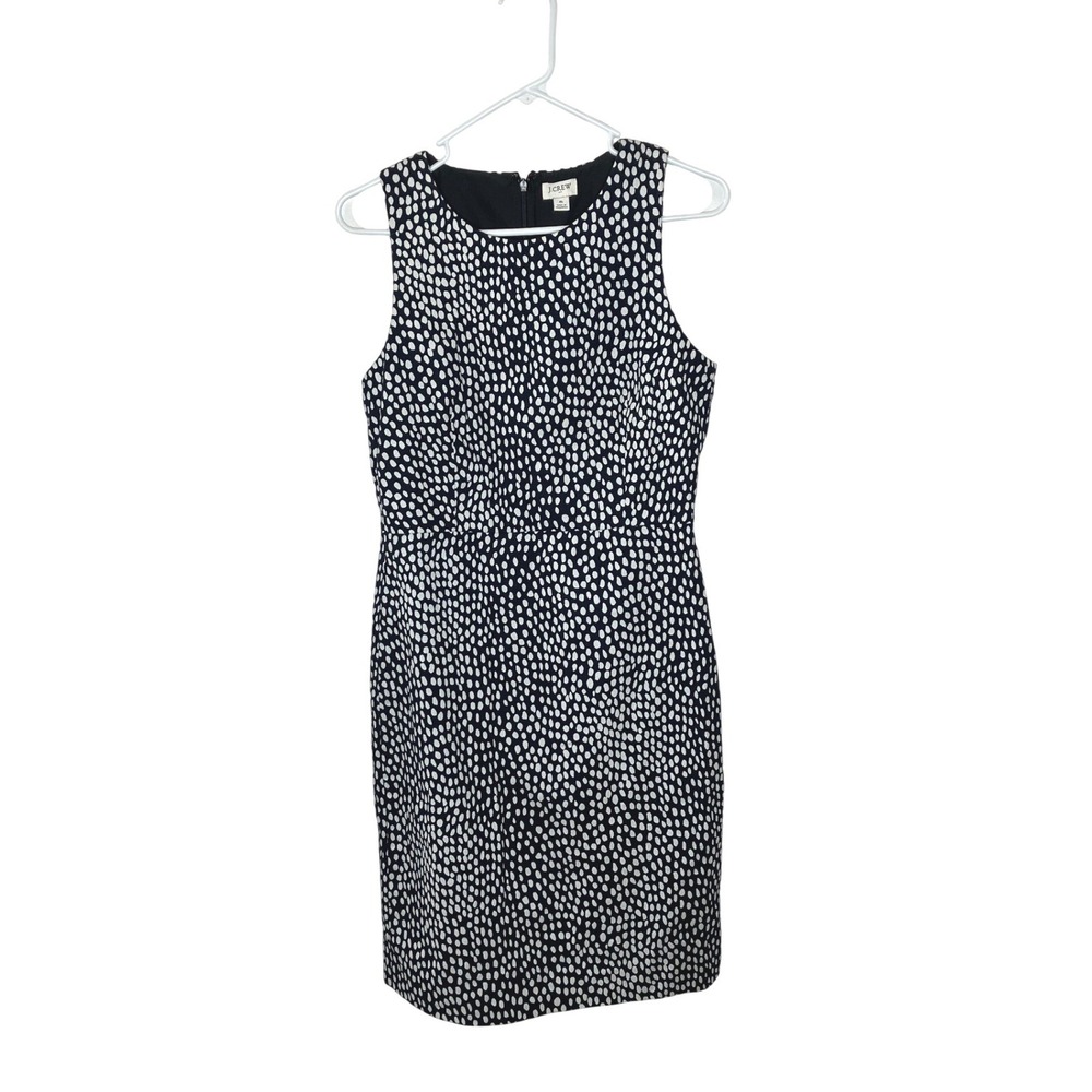 J. Crew Sleeveless Shift Dress Knee Length Cotton Navy White Size‎ 6 Career